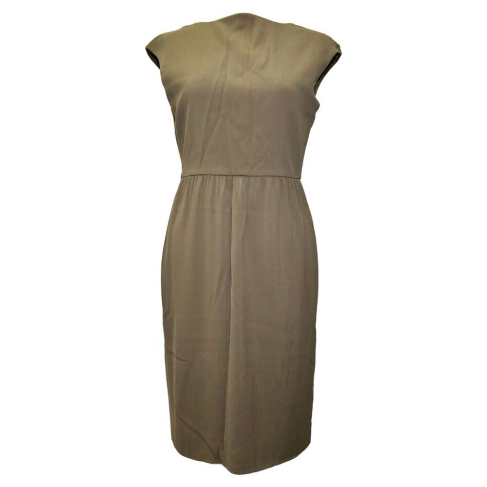 Valentino Garavani Bow Accent Mini Dress in Olive Wool